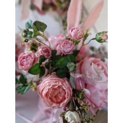 Flower box kompozycja wiosenna, wielkanocna Piwonie i Róże L